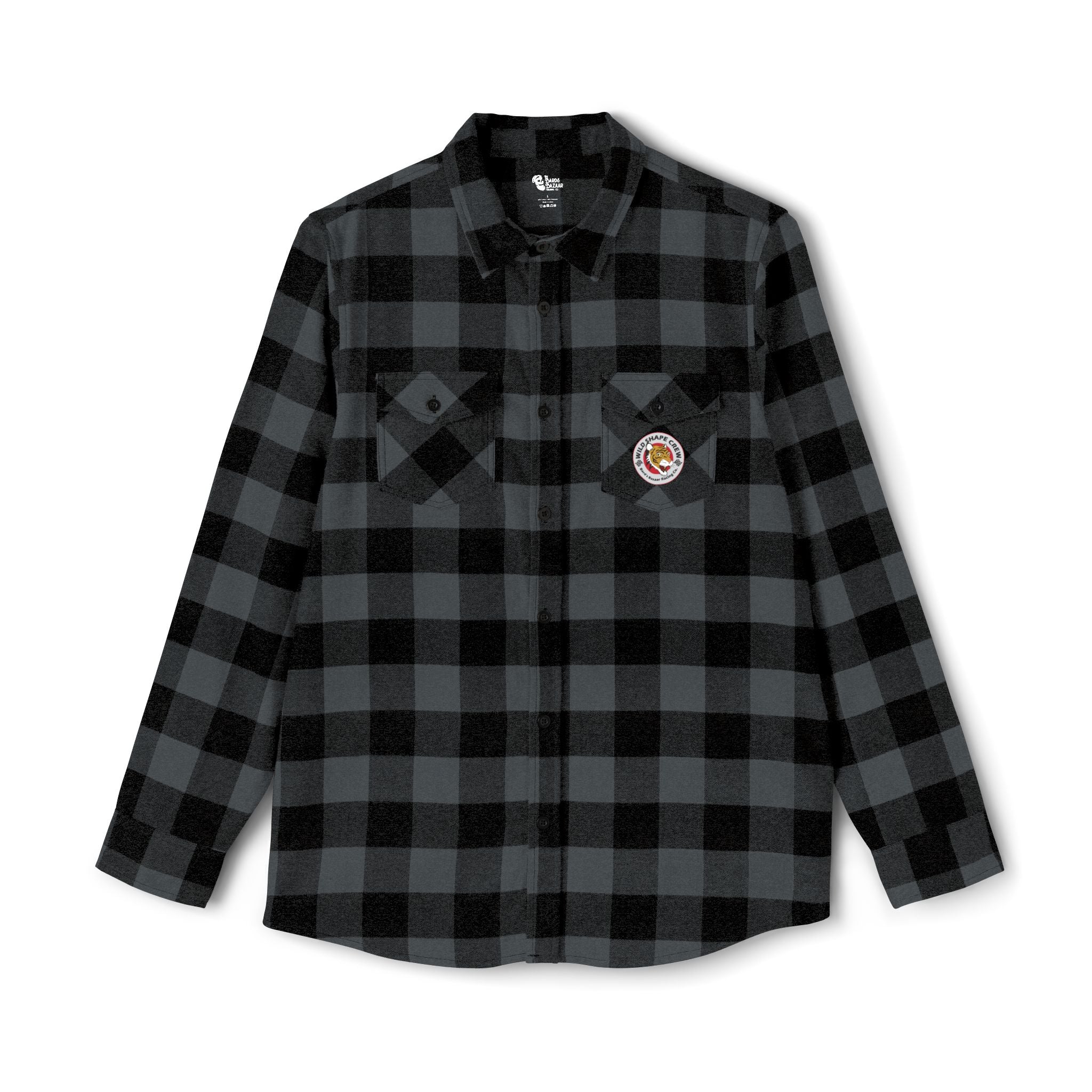 Wild Shape Crew Black Gray Buffalo Plaid Flannel Shirt