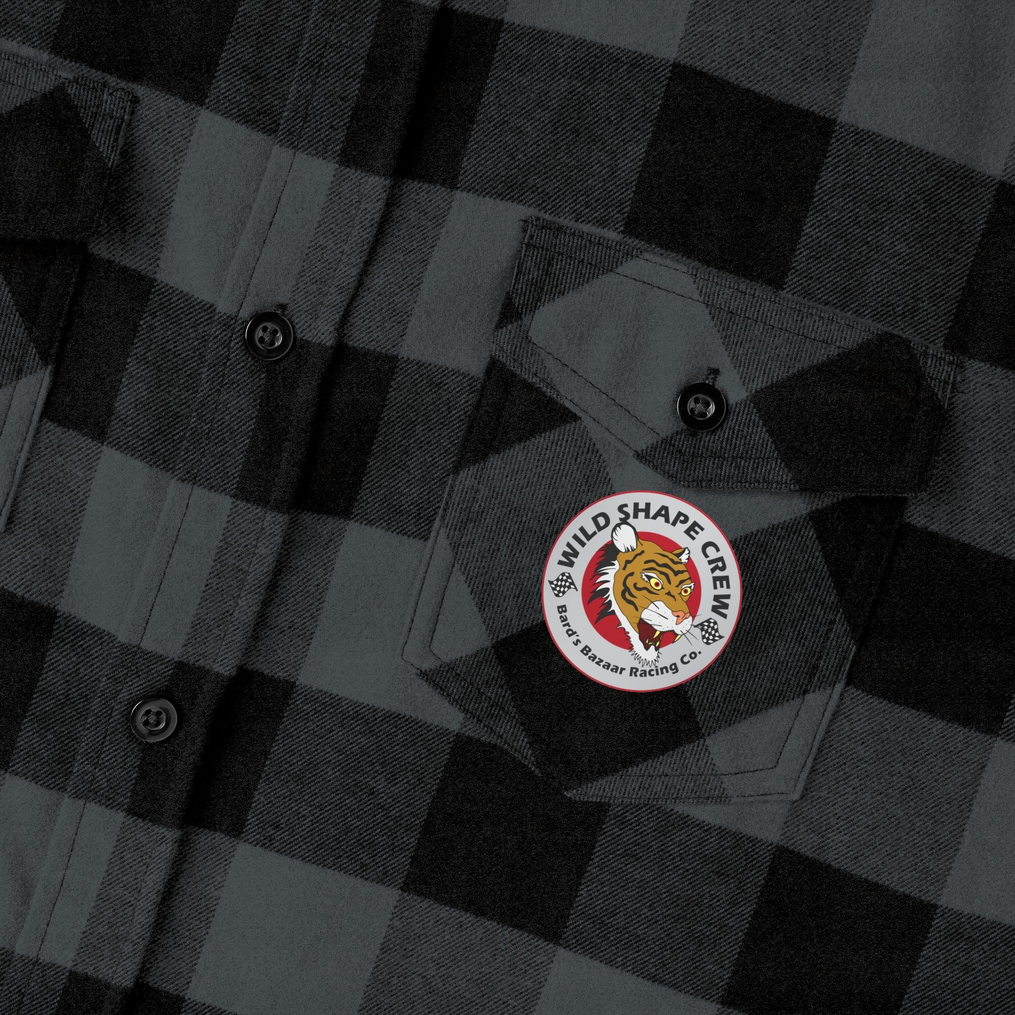 Wild Shape Crew Black Gray Buffalo Plaid Flannel Shirt